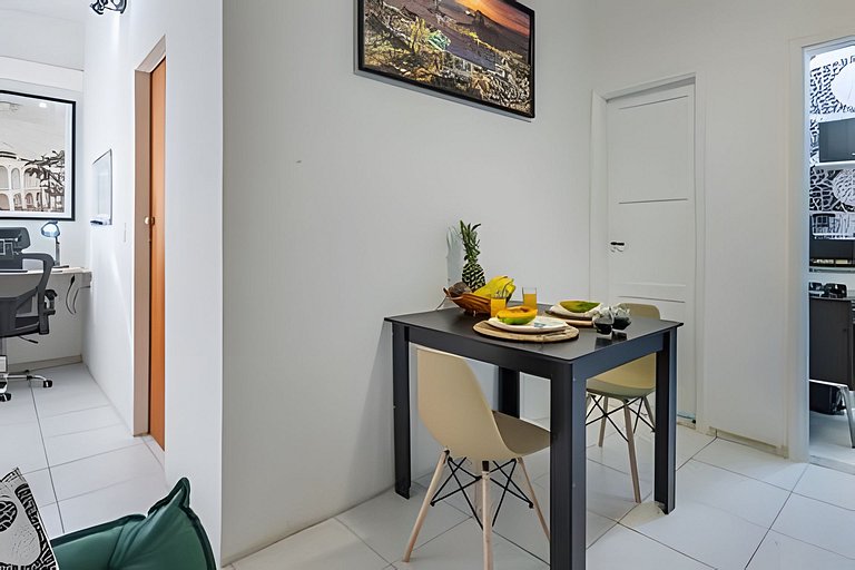 1 min da praia • King Bed • Home Office • casal