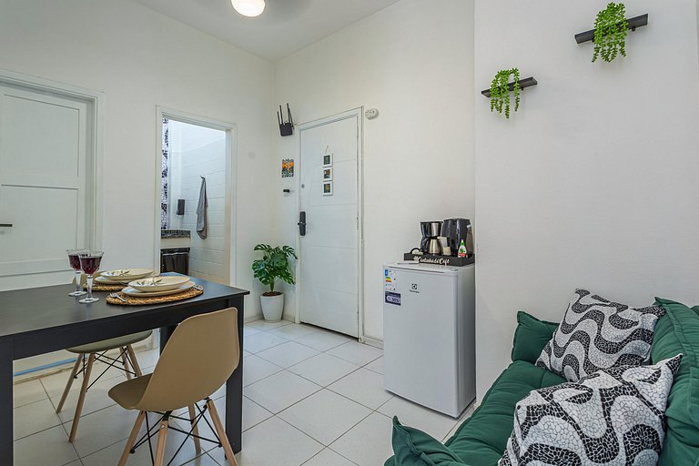 1 min da praia • King Bed • Home Office • casal